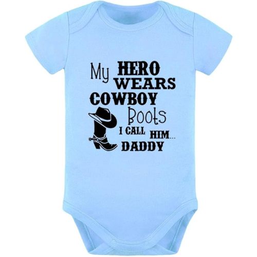 Daddy Wears Cowboy Boots Cotton Climbing Bodysuit Long Sleeve Romper Jumpsuit Baby Girls Boys
