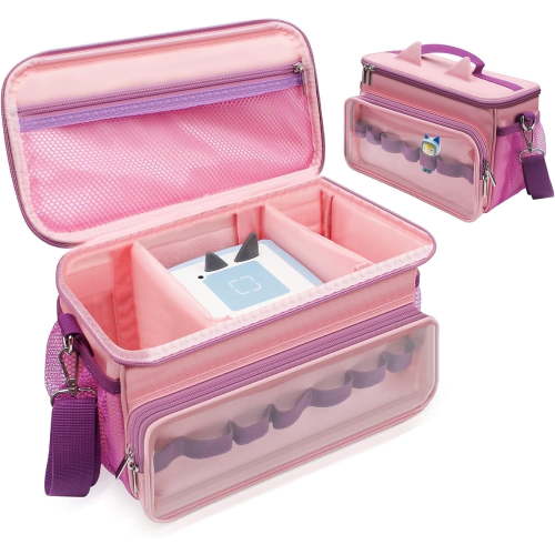 Carrying Bag compatible withToniebox Figures Starter Set - Portable Storage Bag with Shoulder Strap and Handle Bar (Pink)