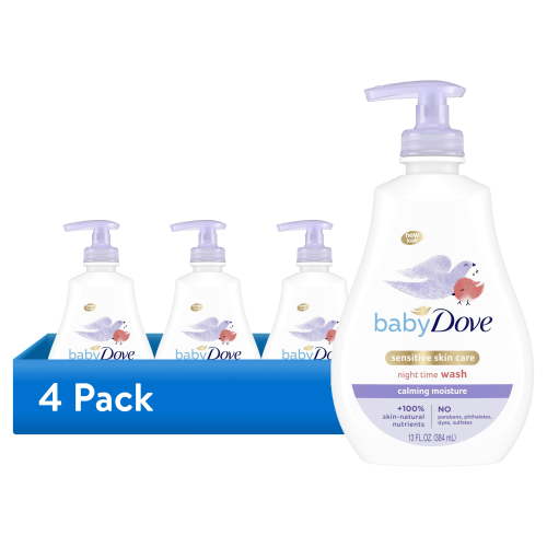 (4 pack) Baby Dove Sensitive Calming Moisture Newborn Liquid Body Wash Hypoallergenic Chamomile, 13 oz