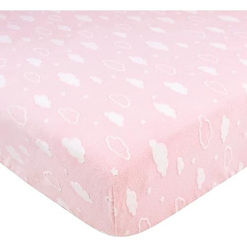 American Baby Company Heavenly Soft Chenille Fitted Crib Sheet 28" x 52", Warm and Cozy Neutral Chenille Sheet, Pink 3D Cloud, for Boys and Girls, Fits Crib and Toddler Bed mattresses