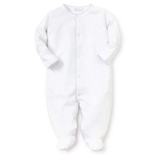 White/Blue New Kissy Dots Print Footie