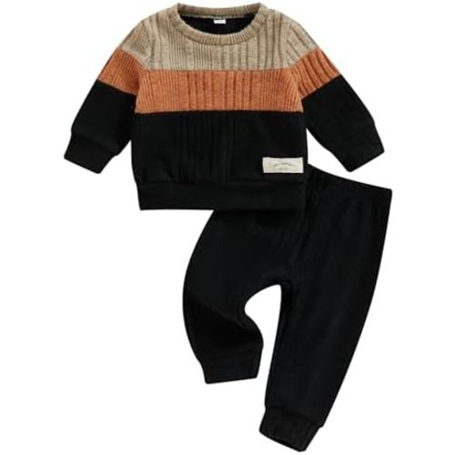 Infant Baby Boys Fall Outfit Pants Sets Long Sleeve 3 6 12 18 24 Months 2 3 T Toddler Boy Pullover Pants