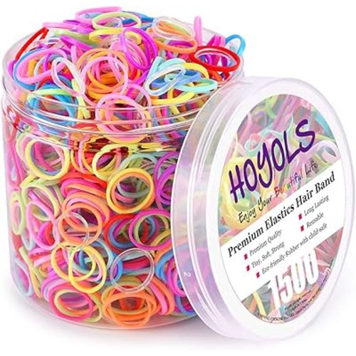 HOYOLS Small Toddler Elastics Mini Hair Ties Rubber Bands for Hair Ponytail Holders for Baby Girl Infants (Multicolor) TPU 1500 Pcs