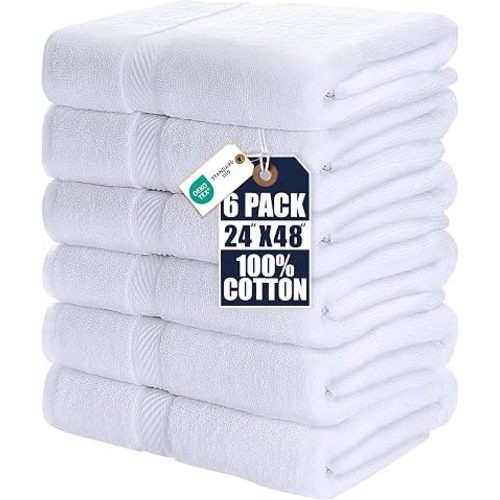 Utopia Towels 6 Pack Medium Bath Towels, 24x48 in, 500 GSM Cotton, White