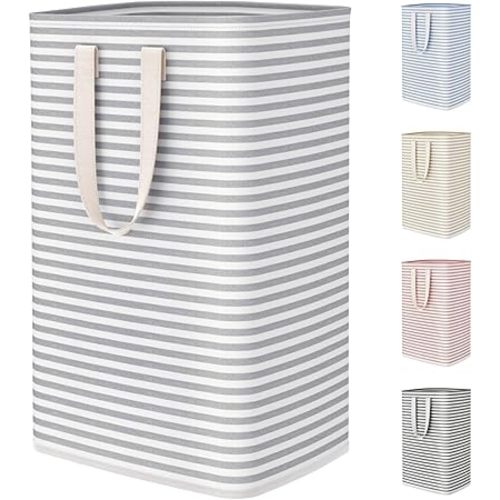 Lifewit 75L Large Collapsible Laundry Hamper, Tall Foldable Dirty Clothes Baskets Waterproof, Freestanding Design with Easy Carry Handles in Dorm Bedroom Bathroom College, Grey