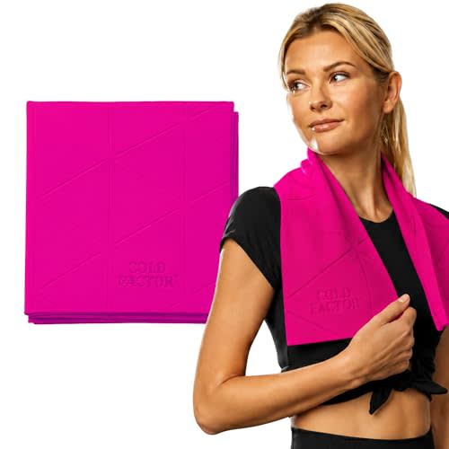 COLD FACTOR Cooling Towels for Sports, Cooling Neck Wraps – Cold Towel for Running, Workout & Outdoor Use, with UPF 50+-Soft, Machine Washable, Reusable Cooling Neck Towel, 13"x29.5" - 1 Pack (Pink)
