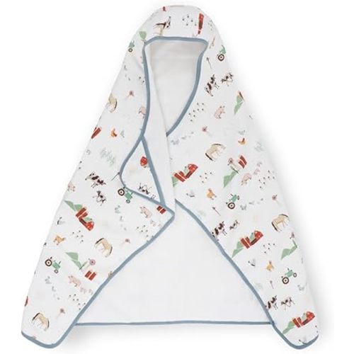 Little Unicorn Premium Hooded Bath Towel| Absorbent Cotton & Terry Blend | Larger Size, 1-6 Years (Farmyard)