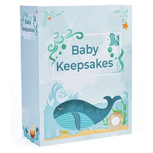 Large Baby Keepsake Box - Gift Idea for Baby Shower, Newborn, & New Mom – Premium Baby Milestone Box – Baby Memories & Special Moments - Whale
