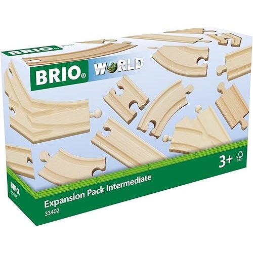 BRIO World Expansion Pack Intermediate - Works with All BRIO Train Sets - FSC-certified 16-Piece Wooden Train Tracks with Switches - Grow Existing Systems and Create Railway Empires - Kids Ages 3 & Up