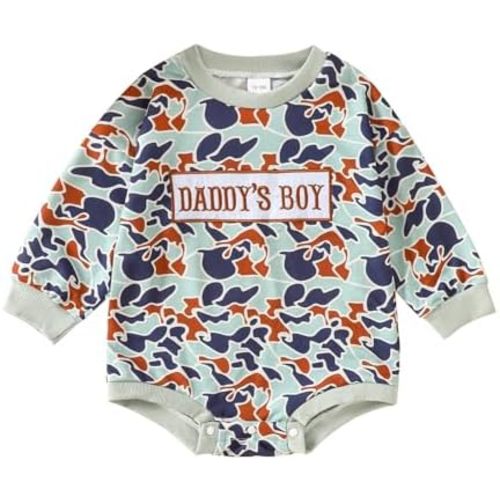 Newborn Baby Boy Girl Camouflage Embroidery Romper Infant Long Sleeve Bodysuit Coming Home Outfit