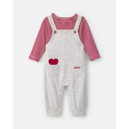 Baby Boy 2-Piece Valentine's Day French Terry Long-Sleeve Overall Set - Red/Grey | Carter's