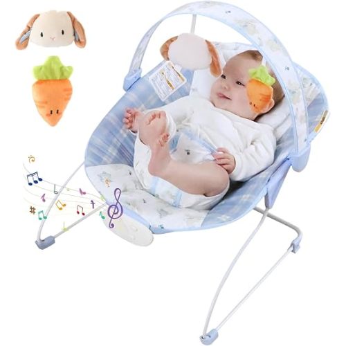Portable Baby Bouncer for Infants,Vibrations Baby Bouncer Seat,0-6M,0-20lb