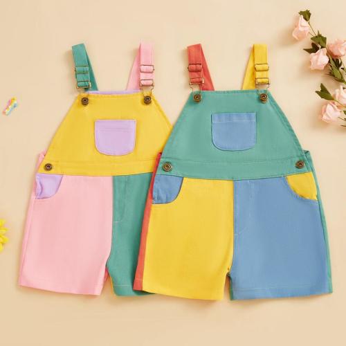 Toddler Boy Girl Overalls Shorts Contrast Color Sleeveless Suspender - TikTok Shop