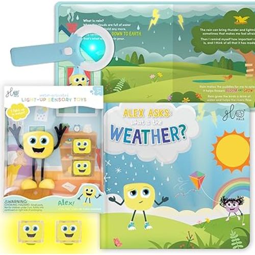 Glo Pals Alex Bath & Bedtime Bundle - Light Up Bath Toy with 1 Interactive Book, 2 Light Cubes & 1 Magic Magnifier - Toddler Bath Toys Set with Storybook Character - Educational Kids Bath Time Fun