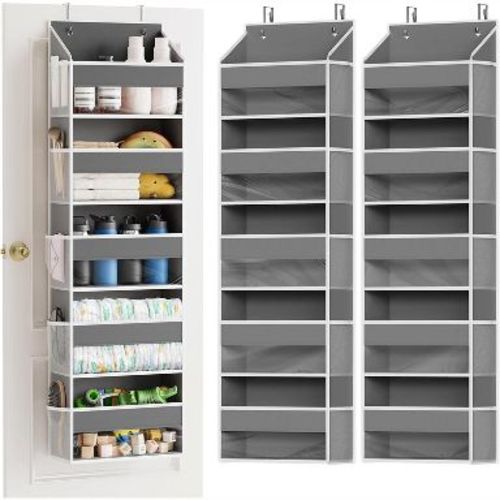 SpaceAid Over the Door Organizer – 5 Pocket Hanging Storage with Mesh Sides and Clear Windows-2 Pack