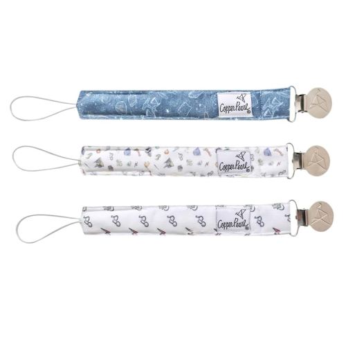 Copper Pearl Pacifier Clip 3-Pack: Premium Knit Binky Clips for Baby Girls and Boys - Stylish Stainless Steel Pacifier Holder Clip - Baby Pacifier Clips for No More Floor Drops - Wizarding World™