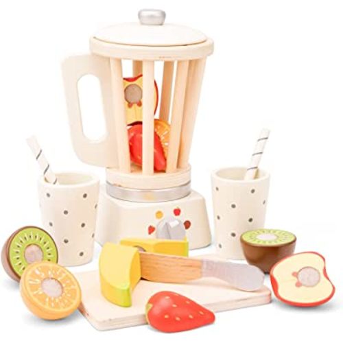 New Classic Toys Wooden Smoothie Set - Pretend Play Toy for Kids Cooking Simulation Educational Toys and Color Perception Toy for Preschool Age Toddlers Boys Girls