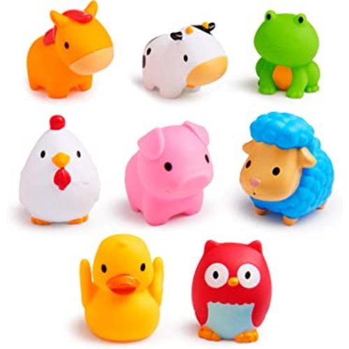Munchkin Baby Bath Toy Squirts for Babies and Toddlers 9 Months and Up, Farm Animal Squirters, 8 Pack