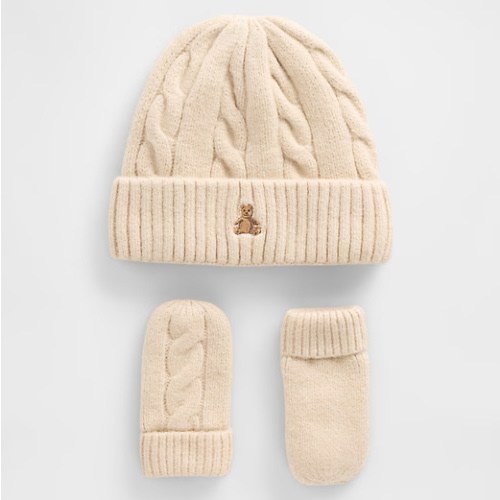 Baby & Toddler CashSoft Cable-Knit Beanie & Mittens Set
