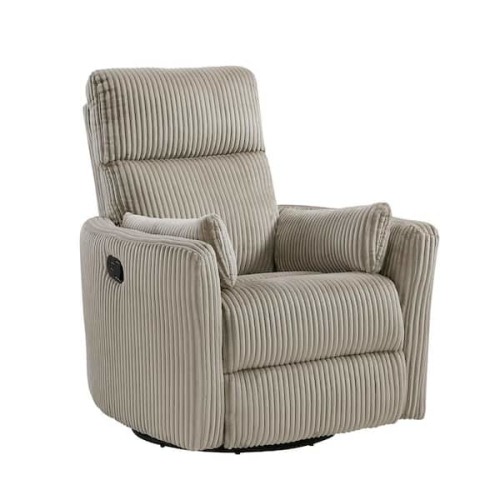 Turbo Brown Corduroy Fabric Manual Swivel Glider Recliner