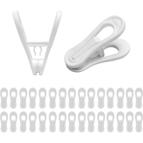 30 Pack Hanger Clips, 2.6 Inch Plastic Clothes Pins, Heavy Duty Hanger Clips for Skirts, Pants, for Baby Clothes Hangers, White