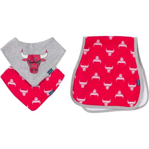 3-Piece Baby Neutral Chicago Bulls Bandana Bib and Burp Cloth Set