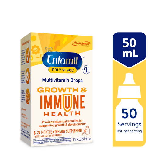 Enfamil Poly-Vi-Sol 8 Multi-Vitamins & Iron Supplement Drops for Infants & Toddlers, Supports Growth & Development, 50 mL Dropper Bottle