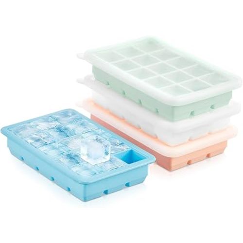 FOHERE Ice Cube Tray, 4-Packs Flexible Silicone Ice Trays for Freezer