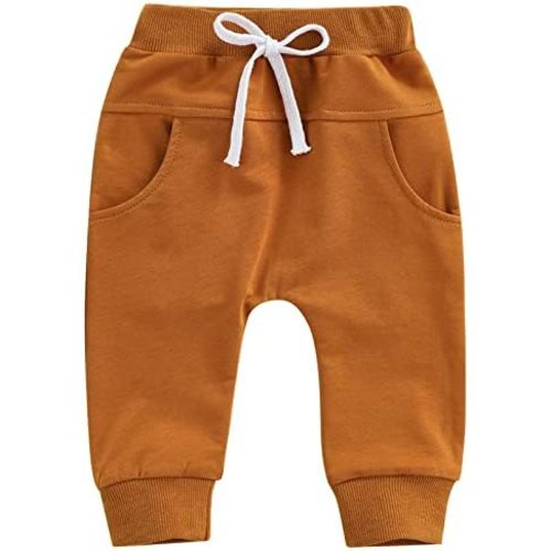 Mubineo Toddler Baby Boy Girl Infant Basic Plain Sweatpants Comfy Cotton Pants with Pockets