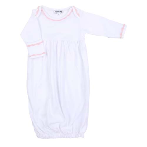 Baby Joy Gathered Gown with Crochet Trim