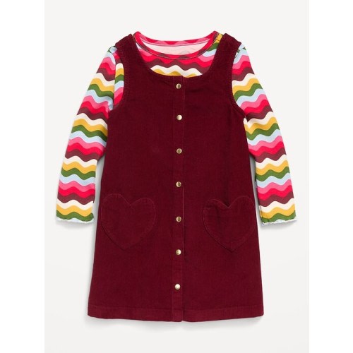 Long-Sleeve Ribbed T-Shirt and Dress Set for Toddler Girls