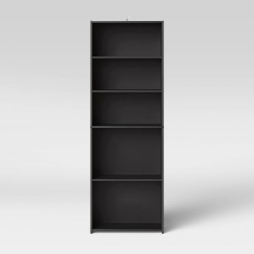 5 Shelf Bookcase Black - Room Essentials™: Adjustable, Open Storage, Modern Style, 71" Tall