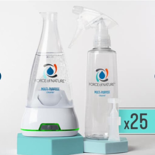 Force of Nature Multi-Purpose Cleaner, Disinfectant & Deodorizer Year Supply Bundle - Reusable Bottle, 50 Refills - EPA Registered, Toxin-Free, All-Purpose Natural Cleaning Supplies