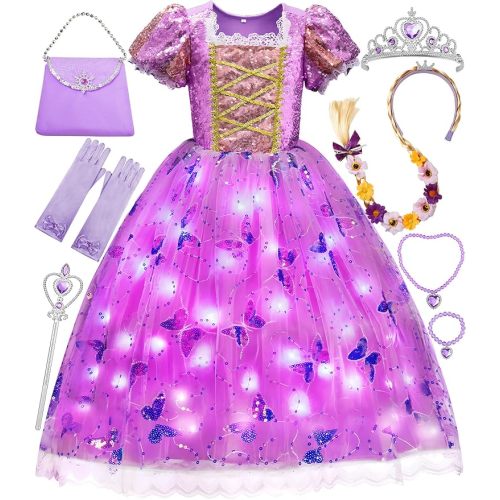 Princess Dresses for Girls,Light Up Princess Costume for Christmas, Halloween, birthday gifts for Age 3-8 Year Old