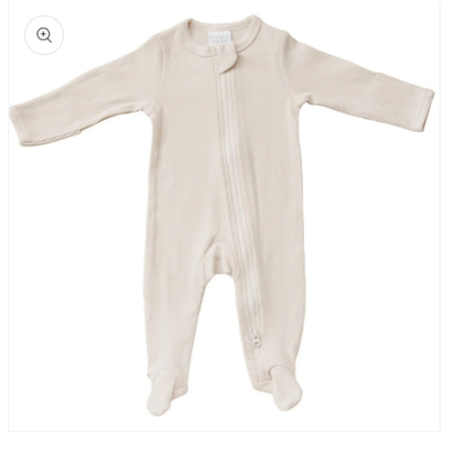 Mebie Baby Vanilla Organic Cotton Ribbed Zipper