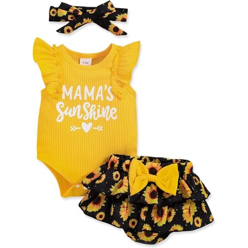 Newborn Baby Girl Clothes Infant Outfits Summer Shorts Set Floral Romper+Cute Baby Skirt +Headband
