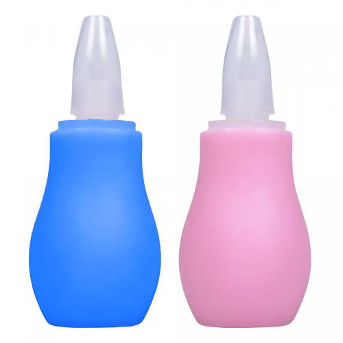 XIRQI 2Packs Baby Nasal Aspirator and Booger Sucker for Newborns, Bulb Syringe - Safe Nose Cleaner Reusable Nose Sucker