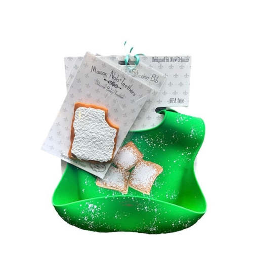 Baby's First Beignet Gift Bundle | Silicone Bucket Bib and Teether