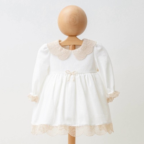 Girl Dress Natural Lace Collar