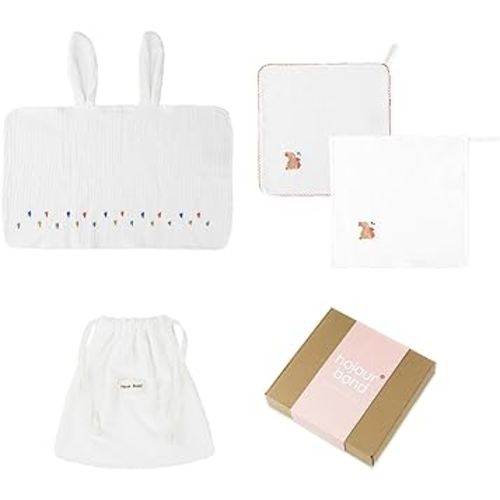 Soft Muslin Hand Towel Set of 4 with Embroidery,Lovely Burp Cloth Towel,Absorption Absorbent Cotton Fabric,Newborn Essentials,Neutral Baby Stuff,Kids Towel Set,White Towels,4 Piece