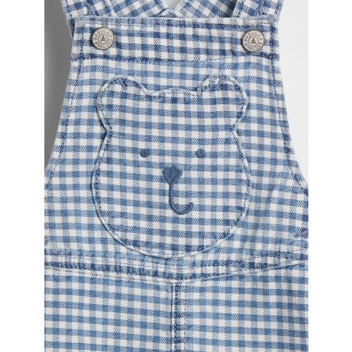 Baby Gingham Denim Bear Pocket Shortalls