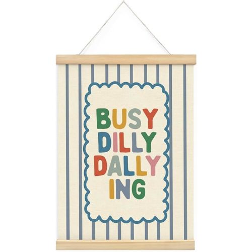 STHTTSW Playroom Wall Decor, Positive Quote Busy Dilly Dallying Art, Boho Classroom Decor, Apartment Nursery Wall Art for Toddler Boys Girls, Kids Room Baby Room Essentials, 12x16 Inches