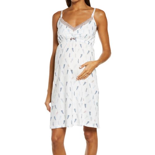 Plume Feather Print Maternity/Nursing Chemise