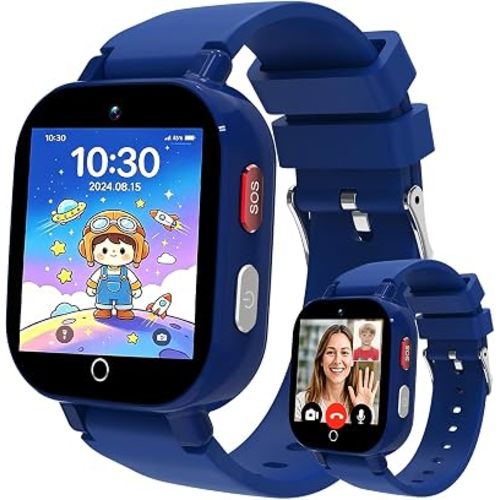 4G Kids Smart Watch with GPS Tracker, Video & Voice Call, SOS, WiFi, IP68 Waterproof, AI Smart Features, Parental Control Phone Watch for Boys Girls Age 3+ (SIM Card Included)
