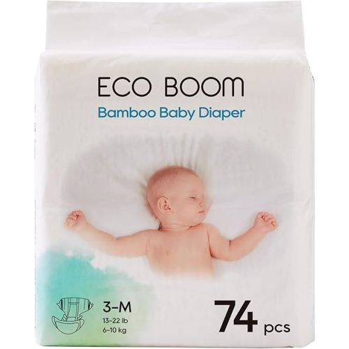 ECO BOOM Diapers - Size 3 (13-22lb), 74 Count