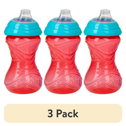 (3 pack) Nuby Clik-It Soft Spout Sippy Cup, 10 fl oz, 2 Count