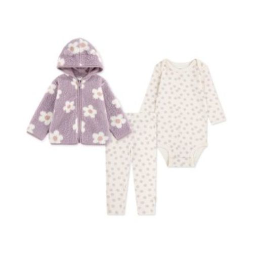 Baby Girls' Floral Jacket, Bodysuit and Pants, 3-Piece Set