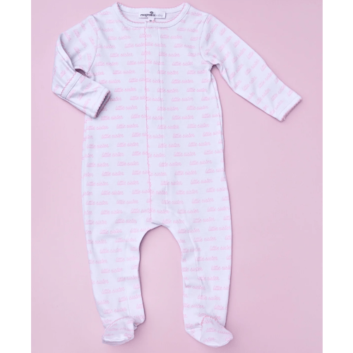 Magnolia Baby Girl Little Sister Printed Footie