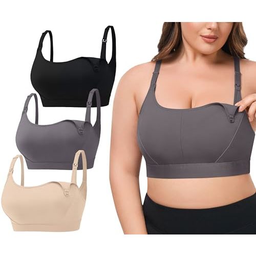 VIMMYTHS Women Maternity Pregnancy Nursing Bras for Breastfeeding - 3Pack(S-4XL) - Adjustable Comfortable Bralette