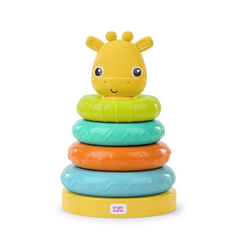 Bright Starts Giraffe Tower Stacking Toy, Multicolor, Unisex, 6 Months+ Baby Stacking Toys and Sensory Toys for Babies